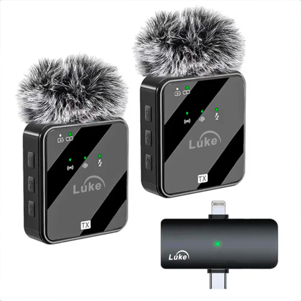 Micrófono Inalámbrico Luke-F15 / 2 Micrófonos / USB-C y Lightning – Negro